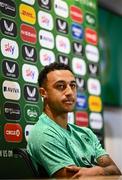 2 June 2025; Adam Idah during a Republic of Ireland media conference at the FAI Headquarters in Abbotstown, Dublin. Photo by Seb Daly/Sportsfile