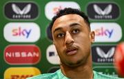 2 June 2025; Adam Idah during a Republic of Ireland media conference at the FAI Headquarters in Abbotstown, Dublin. Photo by Seb Daly/Sportsfile