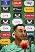 2 June 2025; Adam Idah during a Republic of Ireland media conference at the FAI Headquarters in Abbotstown, Dublin. Photo by Seb Daly/Sportsfile