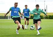 2 June 2025; Robbie Brady, right, and Killian Phillips during a Republic of Ireland training session at the FAI National Training Centre in Abbotstown, Dublin. Photo by Seb Daly/Sportsfile