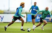 2 June 2025; John Joe Patrick Finn, left, and Will Smallbone during a Republic of Ireland training session at the FAI National Training Centre in Abbotstown, Dublin. Photo by Seb Daly/Sportsfile