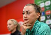 2 June 2025; Katie McCabe during a Republic of Ireland women's media conference at Páirc Uí Chaoimh in Cork. Photo by Stephen McCarthy/Sportsfile