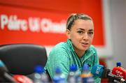 2 June 2025; Katie McCabe during a Republic of Ireland women's media conference at Páirc Uí Chaoimh in Cork. Photo by Stephen McCarthy/Sportsfile
