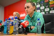 2 June 2025; Katie McCabe during a Republic of Ireland women's media conference at Páirc Uí Chaoimh in Cork. Photo by Stephen McCarthy/Sportsfile