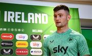 2 June 2025; Josh Honohan during a Republic of Ireland media conference at the FAI Headquarters in Abbotstown, Dublin. Photo by Seb Daly/Sportsfile