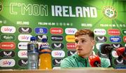 2 June 2025; Jake O'Brien during a Republic of Ireland media conference at the FAI Headquarters in Abbotstown, Dublin. Photo by Seb Daly/Sportsfile