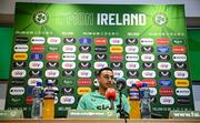 2 June 2025; Adam Idah during a Republic of Ireland media conference at the FAI Headquarters in Abbotstown, Dublin. Photo by Seb Daly/Sportsfile