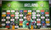 2 June 2025; Jake O'Brien during a Republic of Ireland media conference at the FAI Headquarters in Abbotstown, Dublin. Photo by Seb Daly/Sportsfile