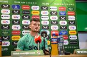 2 June 2025; Josh Honohan during a Republic of Ireland media conference at the FAI Headquarters in Abbotstown, Dublin. Photo by Seb Daly/Sportsfile
