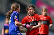 2 June 2025; Action from Naomh Padraig Uisce Chaoin of Donegal and Fenagh of Leitrim during the 2025 LGFA Under 10 Go Games Festival Day at Croke Park in Dublin. Photo by Piaras Ó Mídheach/Sportsfile