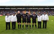 1 June 2025; Referee Jerome Henry with his officials before the GAA Football All-Ireland Senior Championship Round 2 match between Monaghan and Clare at St Tiernach’s Park in Clones, Monaghan. Photo by Michael P Ryan/Sportsfile