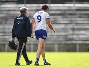 1 June 2025; Gary Mohan of Monaghan leaves the field after poicking up an injuryduring the GAA Football All-Ireland Senior Championship Round 2 match between Monaghan and Clare at St Tiernach’s Park in Clones, Monaghan. Photo by Michael P Ryan/Sportsfile