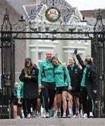 3 June 2025; Republic of Ireland players, including Louise Quinn and Kyra Carusa, right, during a pre-match walk near their team hotel ahead of the UEFA Women's Nations League B match between Republic of Ireland and Slovenia at Páirc Uí Chaoimh in Cork. Photo by Stephen McCarthy/Sportsfile
