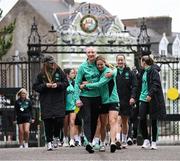 3 June 2025; Republic of Ireland players, including Louise Quinn and Kyra Carusa, right, during a pre-match walk near their team hotel ahead of the UEFA Women's Nations League B match between Republic of Ireland and Slovenia at Páirc Uí Chaoimh in Cork. Photo by Stephen McCarthy/Sportsfile
