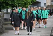 3 June 2025; Republic of Ireland's Denise O’Sullivan, left, and Grace Moloney during a pre-match walk near their team hotel ahead of the UEFA Women's Nations League B match between Republic of Ireland and Slovenia at Páirc Uí Chaoimh in Cork. Photo by Stephen McCarthy/Sportsfile