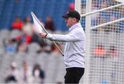1 June 2025; A score umpire waves a white flag, to indicate a point scored, during the Tailteann Cup match between Fermanagh and Wexford at Croke Park in Dublin. Photo by Ray McManus/Sportsfile