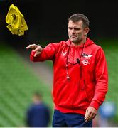 31 May 2025; Scarlets defence coach Jared Payne before the United Rugby Championship quarter-final match between Leinster and Scarlets at the Aviva Stadium in Dublin. Photo by Tyler Miller/Sportsfile