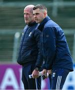 1 June 2025; Cavan manager Raymond Galligan, right, and forwards coach Stephen O'Neill before the GAA Football All-Ireland Senior Championship Round 2 match between Cavan and Donegal at Kingspan Breffni in Cavan. Photo by Brendan Moran/Sportsfile