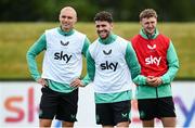 3 June 2025; Will Smallbone, left, Robbie Brady, centre, and Jack Taylor during a Republic of Ireland training session at the FAI National Training Centre in Abbotstown, Dublin. Photo by Ramsey Cardy/Sportsfile