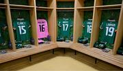 3 June 2025; Jerseys in the Republic of Ireland dressingroom before the UEFA Women's Nations League, League B match between Republic of Ireland and Slovenia at Páirc Uí Chaoimh in Cork. Photo by Stephen McCarthy/Sportsfile
