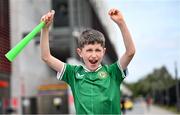 3 June 2025; Republic of Ireland supporter Jesse Byrne, age 8, from Cork, before the UEFA Women's Nations League, League B match between Republic of Ireland and Slovenia at Páirc Uí Chaoimh in Cork. Photo by David Fitzgerald/Sportsfile