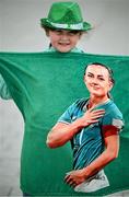 3 June 2025; Republic of Ireland supporter Aoife Hogan, age 9, from Cashel, Tipperary, before the UEFA Women's Nations League, League B match between Republic of Ireland and Slovenia at Páirc Uí Chaoimh in Cork. Photo by David Fitzgerald/Sportsfile