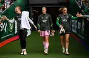 3 June 2025; Republic of ireland goalkeepers, from left, Courtney Brosnan, Grace Moloney and Sophie Whitehouse before the UEFA Women's Nations League, League B match between Republic of Ireland and Slovenia at Páirc Uí Chaoimh in Cork. Photo by Stephen McCarthy/Sportsfile