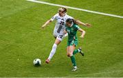 3 June 2025; Abbie Larkin of Republic of Ireland in action against Zara Kramžar of Slovenia during the UEFA Women's Nations League, League B match between Republic of Ireland and Slovenia at Páirc Uí Chaoimh in Cork. Photo by Shauna Clinton/Sportsfile