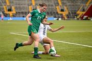 3 June 2025; Emily Murphy of Republic of Ireland in action against Kaja Eržen of Slovenia during the UEFA Women's Nations League, League B match between Republic of Ireland and Slovenia at Páirc Uí Chaoimh in Cork. Photo by David Fitzgerald/Sportsfile