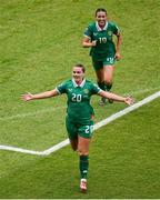 3 June 2025; Saoirse Noonan of Republic of Ireland celebrates after scoring her side's first goal during the UEFA Women's Nations League, League B match between Republic of Ireland and Slovenia at Páirc Uí Chaoimh in Cork. Photo by Shauna Clinton/Sportsfile