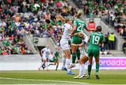 3 June 2025; Saoirse Noonan of Republic of Ireland scores her side's first goal during the UEFA Women's Nations League, League B match between Republic of Ireland and Slovenia at Páirc Uí Chaoimh in Cork. Photo by Stephen McCarthy/Sportsfile