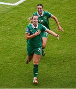 3 June 2025; Saoirse Noonan of Republic of Ireland, 20, celebrates after scoring her side's first goal during the UEFA Women's Nations League, League B match between Republic of Ireland and Slovenia at Páirc Uí Chaoimh in Cork. Photo by Shauna Clinton/Sportsfile