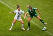 3 June 2025; Katie McCabe of Republic of Ireland in action against Maja Sternad of Slovenia during the UEFA Women's Nations League, League B match between Republic of Ireland and Slovenia at Páirc Uí Chaoimh in Cork. Photo by Shauna Clinton/Sportsfile