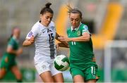 3 June 2025; Katie McCabe of Republic of Ireland in action against Sara Makovec of Slovenia during the UEFA Women's Nations League, League B match between Republic of Ireland and Slovenia at Páirc Uí Chaoimh in Cork. Photo by Stephen McCarthy/Sportsfile