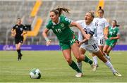 3 June 2025; Kyra Carusa of Republic of Ireland in action against Dominika Conc of Slovenia during the UEFA Women's Nations League, League B match between Republic of Ireland and Slovenia at Páirc Uí Chaoimh in Cork. Photo by Stephen McCarthy/Sportsfile