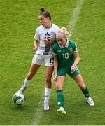3 June 2025; Denise O'Sullivan of Republic of Ireland in action against Sara Makovec of Slovenia during the UEFA Women's Nations League, League B match between Republic of Ireland and Slovenia at Páirc Uí Chaoimh in Cork. Photo by Shauna Clinton/Sportsfile