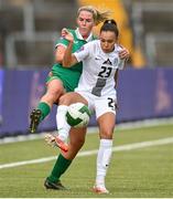 3 June 2025; Maja Sternad of Slovenia in action against Jessie Stapleton of Republic of Ireland during the UEFA Women's Nations League, League B match between Republic of Ireland and Slovenia at Páirc Uí Chaoimh in Cork. Photo by David Fitzgerald/Sportsfile
