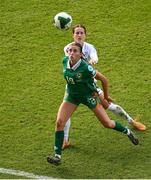 3 June 2025; Abbie Larkin of Republic of Ireland in action against Špela Kolbl of Slovenia during the UEFA Women's Nations League, League B match between Republic of Ireland and Slovenia at Páirc Uí Chaoimh in Cork. Photo by Shauna Clinton/Sportsfile