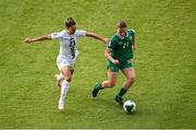 3 June 2025; Emily Murphy of Republic of Ireland in action against Maja Sternad of Slovenia during the UEFA Women's Nations League, League B match between Republic of Ireland and Slovenia at Páirc Uí Chaoimh in Cork. Photo by Shauna Clinton/Sportsfile