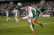 3 June 2025; Kaja Korošec of Slovenia in action against Jessie Stapleton of Republic of Ireland during the UEFA Women's Nations League, League B match between Republic of Ireland and Slovenia at Páirc Uí Chaoimh in Cork. Photo by David Fitzgerald/Sportsfile