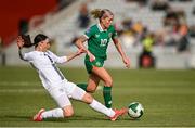 3 June 2025; Denise O'Sullivan of Republic of Ireland is tackled by Kaja Korošec of Slovenia during the UEFA Women's Nations League, League B match between Republic of Ireland and Slovenia at Páirc Uí Chaoimh in Cork. Photo by David Fitzgerald/Sportsfile
