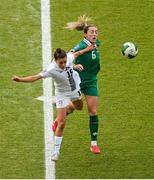 3 June 2025; Sara Makovec of Slovenia in action against Megan Connolly of Republic of Ireland during the UEFA Women's Nations League, League B match between Republic of Ireland and Slovenia at Páirc Uí Chaoimh in Cork. Photo by Shauna Clinton/Sportsfile