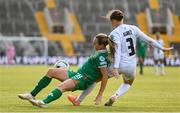 3 June 2025; Kyra Carusa of Republic of Ireland in action against Sara Agrež of Slovenia during the UEFA Women's Nations League, League B match between Republic of Ireland and Slovenia at Páirc Uí Chaoimh in Cork. Photo by Stephen McCarthy/Sportsfile