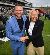 3 June 2025; Slovenia manager Saša Kolman, left, and Republic of Ireland head coach Carla Ward before the UEFA Women's Nations League, League B match between Republic of Ireland and Slovenia at Páirc Uí Chaoimh in Cork. Photo by Stephen McCarthy/Sportsfile