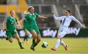 3 June 2025; Jessie Stapleton of Republic of Ireland in action against Kaja Korošec of Slovenia during the UEFA Women's Nations League, League B match between Republic of Ireland and Slovenia at Páirc Uí Chaoimh in Cork. Photo by Stephen McCarthy/Sportsfile