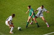 3 June 2025; Emily Murphy of Republic of Ireland in action against Zala Kuštrin, left, and Kaja Eržen of Slovenia during the UEFA Women's Nations League, League B match between Republic of Ireland and Slovenia at Páirc Uí Chaoimh in Cork. Photo by Shauna Clinton/Sportsfile