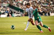 3 June 2025; Maja Sternad of Slovenia in action against Megan Connolly of Republic of Ireland during the UEFA Women's Nations League, League B match between Republic of Ireland and Slovenia at Páirc Uí Chaoimh in Cork. Photo by David Fitzgerald/Sportsfile