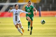 3 June 2025; Abbie Larkin of Republic of Ireland in action against Špela Kolbl of Slovenia during the UEFA Women's Nations League, League B match between Republic of Ireland and Slovenia at Páirc Uí Chaoimh in Cork. Photo by David Fitzgerald/Sportsfile