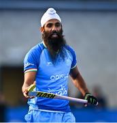 3 June 2025; Jarmanpreet Singh of India before the Men's International Hockey match between Ireland and India at Pembroke Wanderers Hockey Club in Dublin. Photo by Tyler Miller/Sportsfile