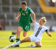 3 June 2025; Emily Murphy of Republic of Ireland is tackled by Dominika Conc of Slovenia during the UEFA Women's Nations League, League B match between Republic of Ireland and Slovenia at Páirc Uí Chaoimh in Cork. Photo by Stephen McCarthy/Sportsfile